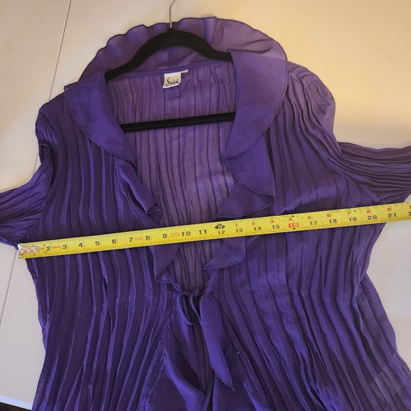 Vintage 90s Purple Ruffle Sheer Top Blouse Whimsygoth Goth Fairycore Medium Y2k - Picture 13 of 13